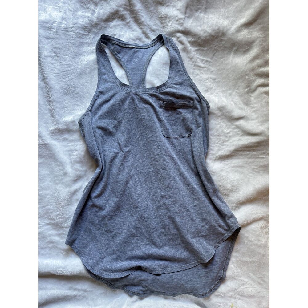 Lululemon Womens Heathered Gray Racerback Tank Top Pocket Athletic Yoga